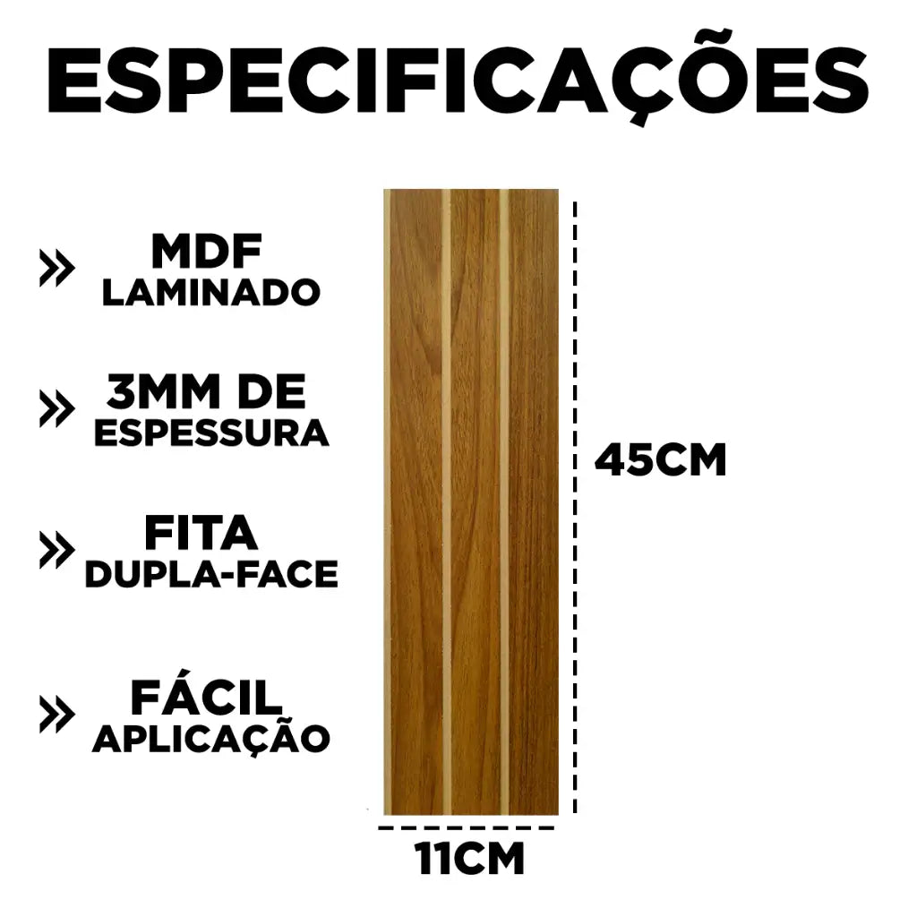 Kit de Revestimento Ripado Decorativo em MDF "Poli Lar"