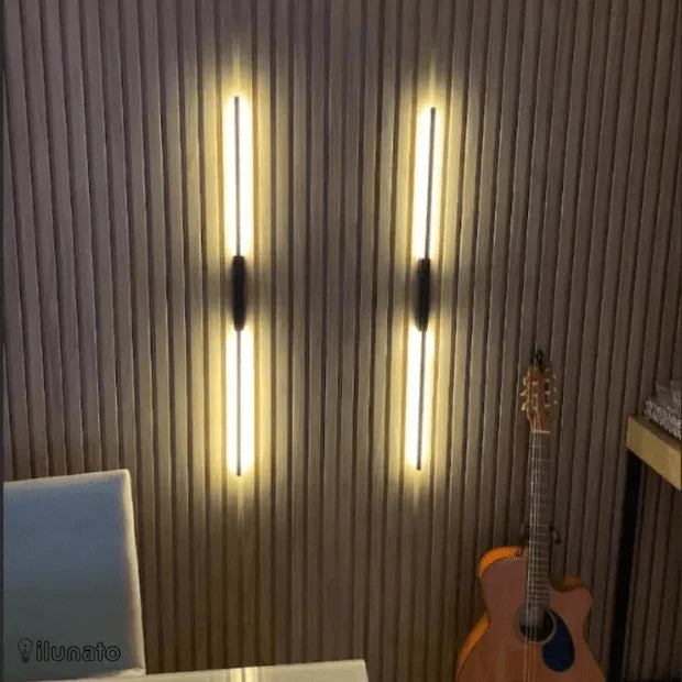 Arandela de Parede Linear de 1 metro Preto Fosco Design super Moderno (Luminária Aurora) "Poli Lar"