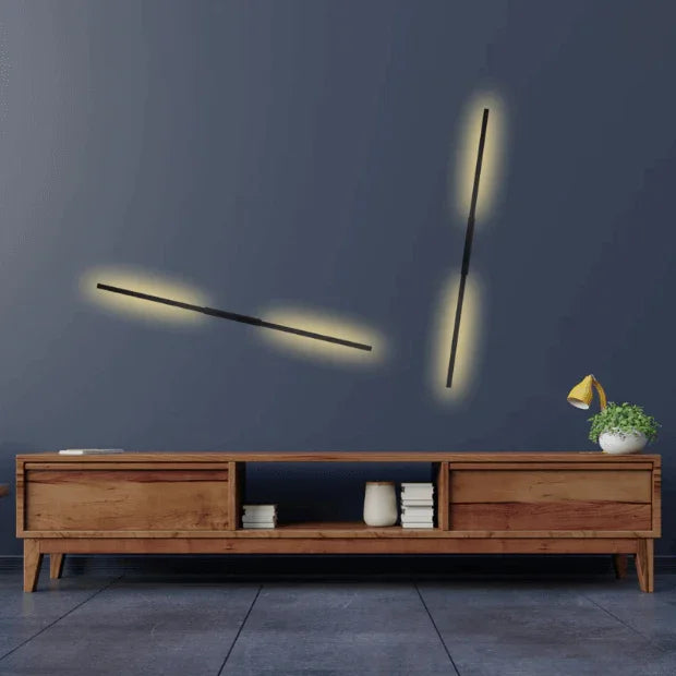 Arandela de Parede Linear de 1 metro Preto Fosco Design super Moderno (Luminária Aurora) "Poli Lar"