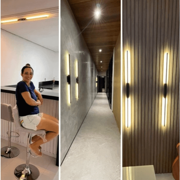 Arandela de Parede Linear de 1 metro Preto Fosco Design super Moderno (Luminária Aurora) "Poli Lar"