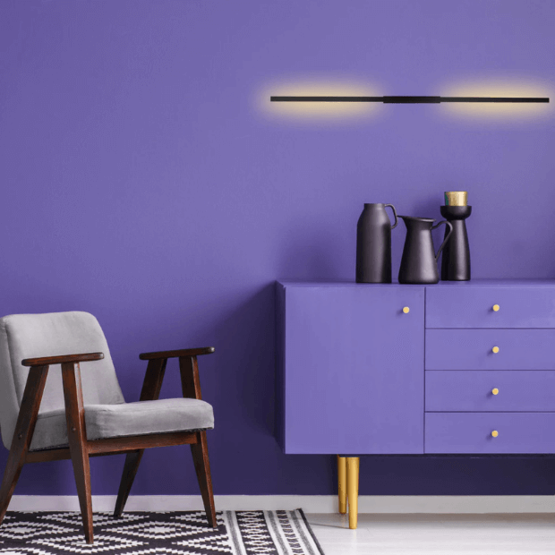 Arandela de Parede Linear de 1 metro Preto Fosco Design super Moderno (Luminária Aurora) "Poli Lar"