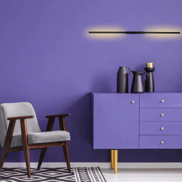 Arandela de Parede Linear de 1 metro Preto Fosco Design super Moderno (Luminária Aurora) "Poli Lar"