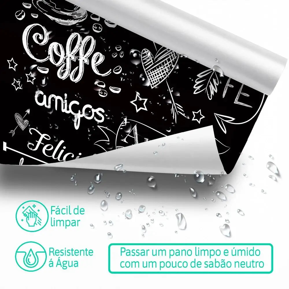 Papel de Parede Cantinho do Café (Preto Fosco) "Poli Lar" Frases de Carinho e Amor
