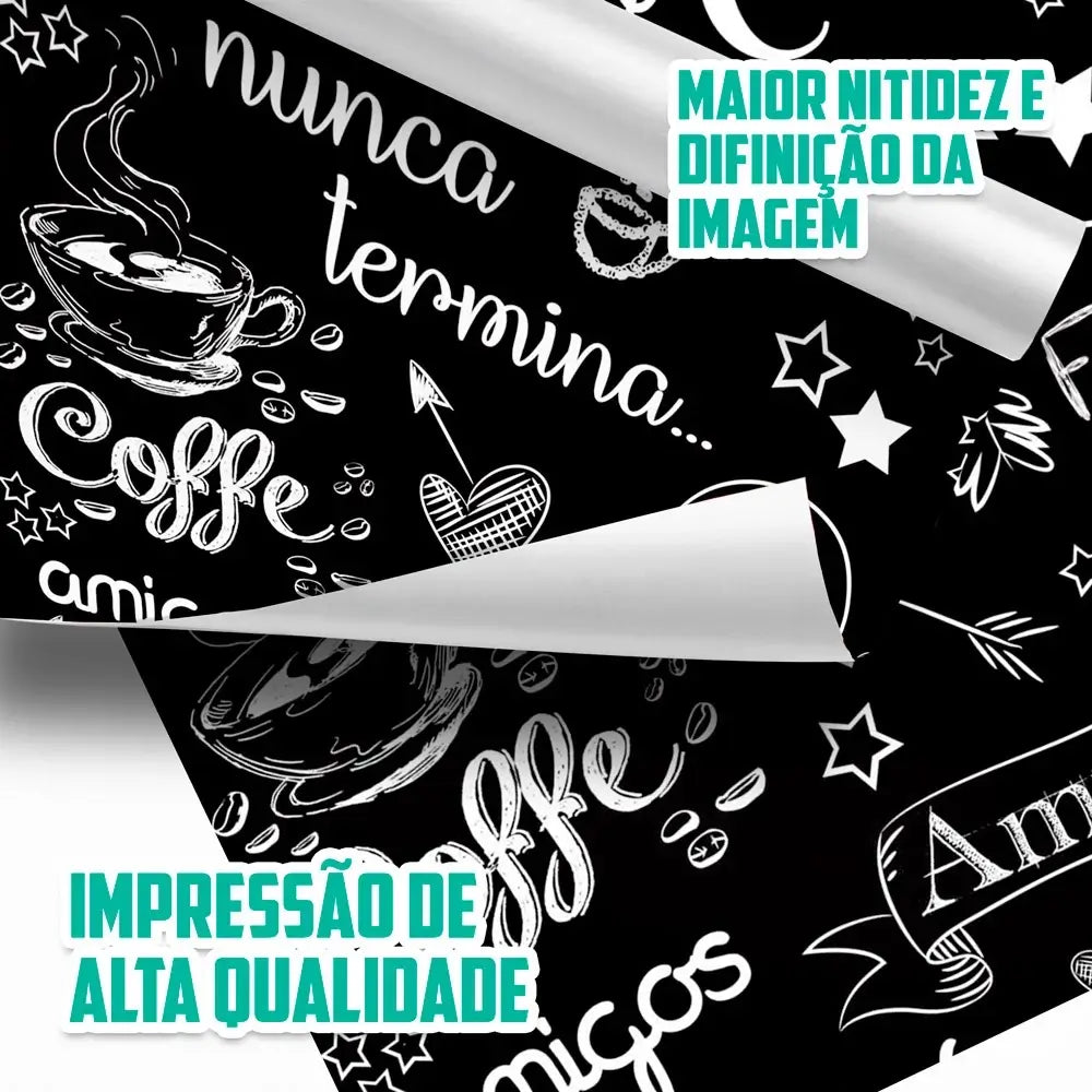 Papel de Parede Cantinho do Café (Preto Fosco) "Poli Lar" Frases de Carinho e Amor