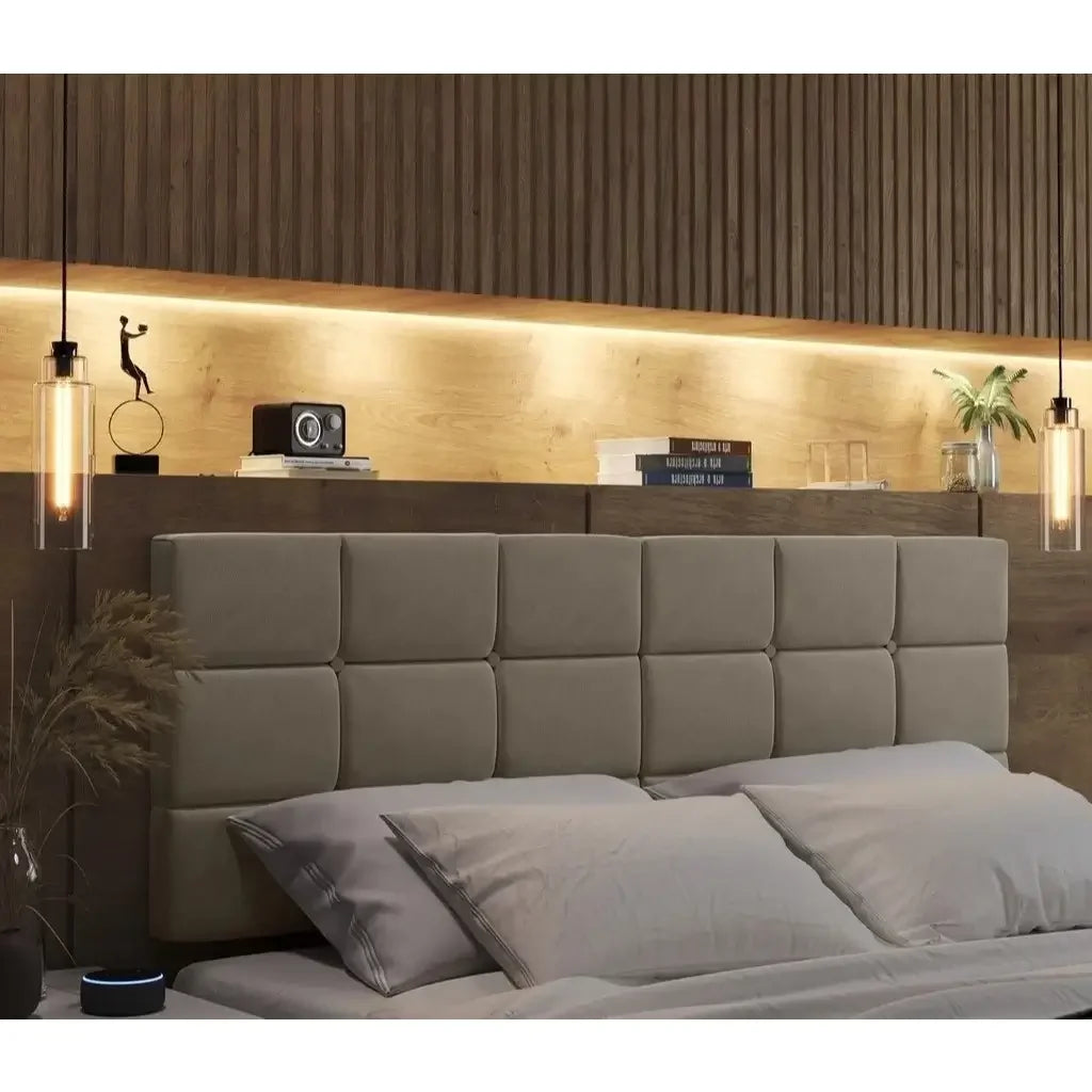 Cabeceira de Cama Box Modular - Califa - Suede - Solteiro e Casal "Poli Lar"