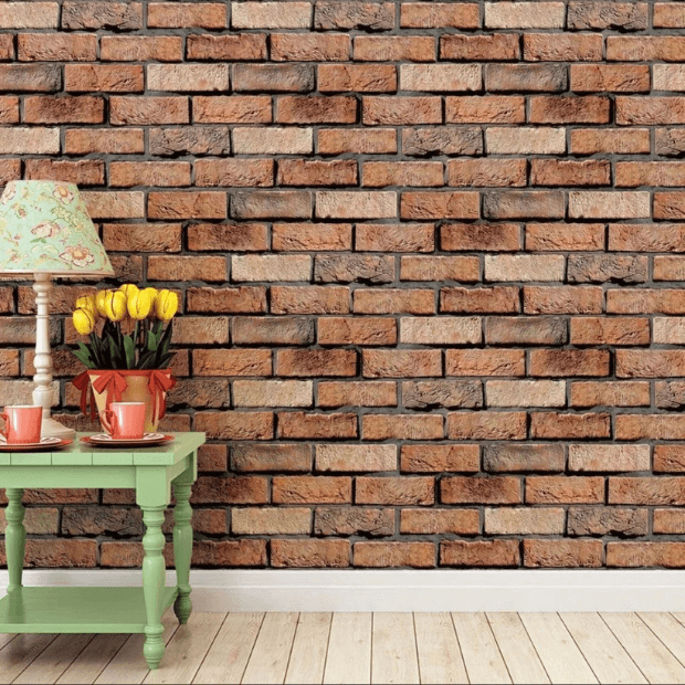 Papel de Parede 3D Tijolo Rústico "Poli Lar"