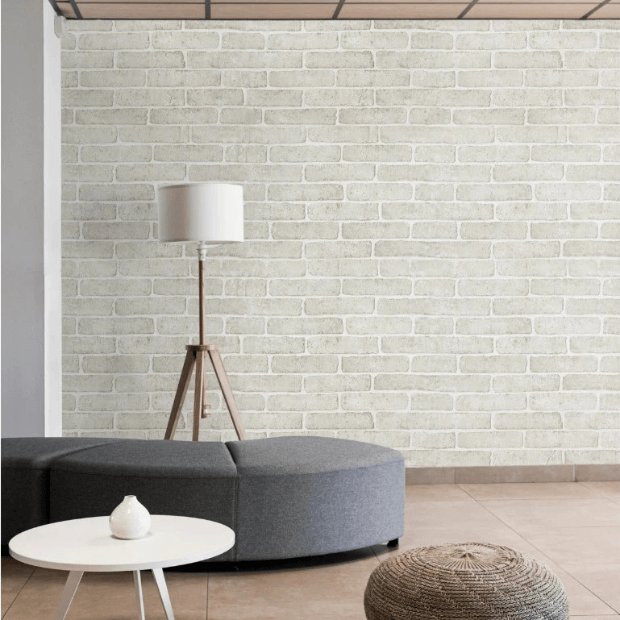 Papel de Parede Desing Tijolo (Branco Fosco) "Poli Lar"