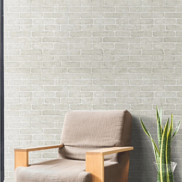 Papel de Parede Desing Tijolo (Branco Fosco) "Poli Lar"