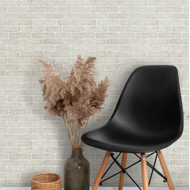 Papel de Parede Desing Tijolo (Branco Fosco) "Poli Lar"