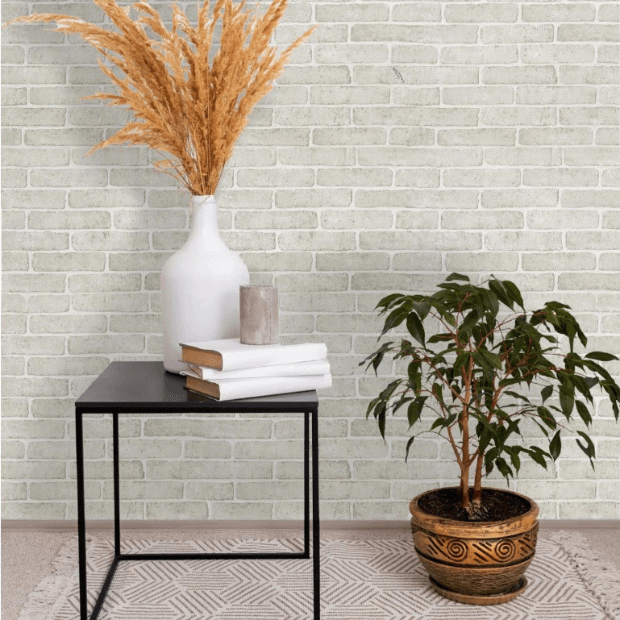 Papel de Parede Desing Tijolo (Branco Fosco) "Poli Lar"
