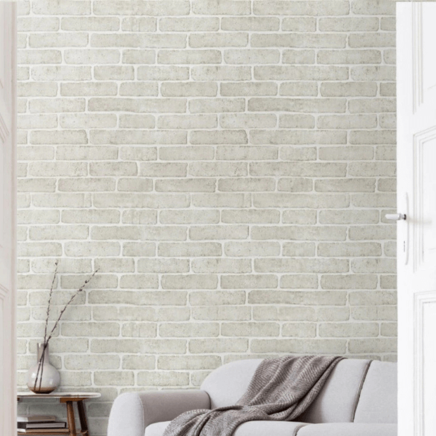 Papel de Parede Desing Tijolo (Branco Fosco) "Poli Lar"