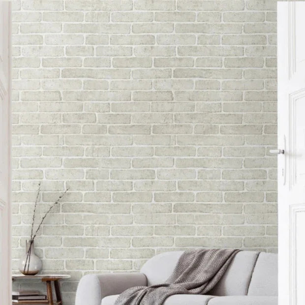 Papel de Parede Desing Tijolo (Branco Fosco) "Poli Lar"