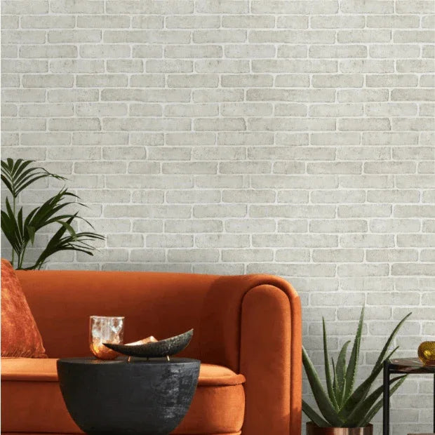 Papel de Parede Desing Tijolo (Branco Fosco) "Poli Lar"