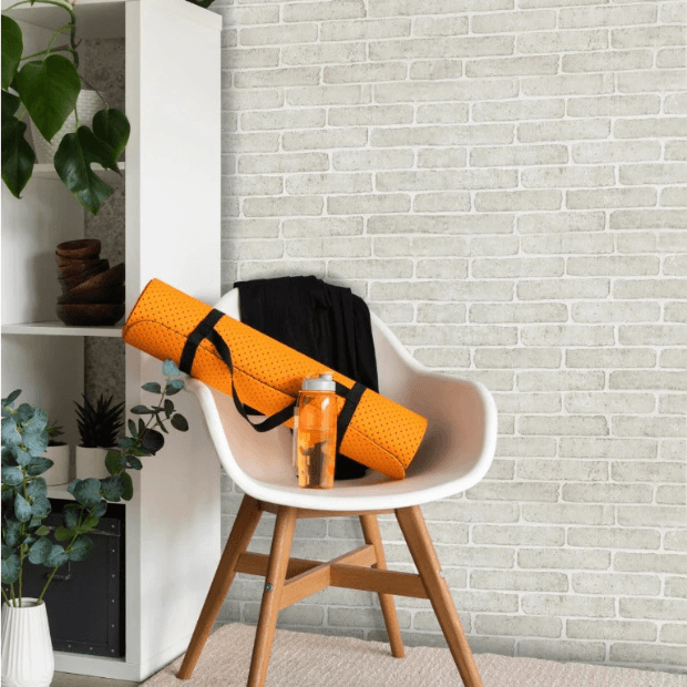 Papel de Parede Desing Tijolo (Branco Fosco) "Poli Lar"