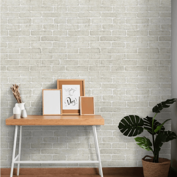 Papel de Parede Desing Tijolo (Branco Fosco) "Poli Lar"