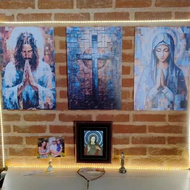 Quadros Religiosos Decorativo "Poli Lar" -- (Jesus Cristo/ Cruz Sagrada/ Maria)