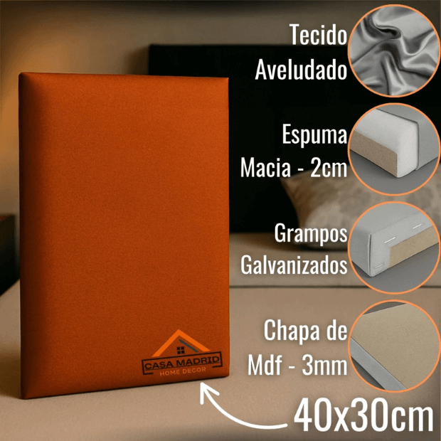 Cabeceira Modular "Poli Lar". Encosto Almofadado para Camas de Solteiro, Casal, Queem e King.