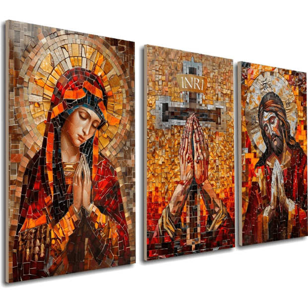 Quadros Religiosos 3D da "Poli Lar" (Maria mãe de Jesus/ INRI Cruz Sagrada/ Jesus Cristo)