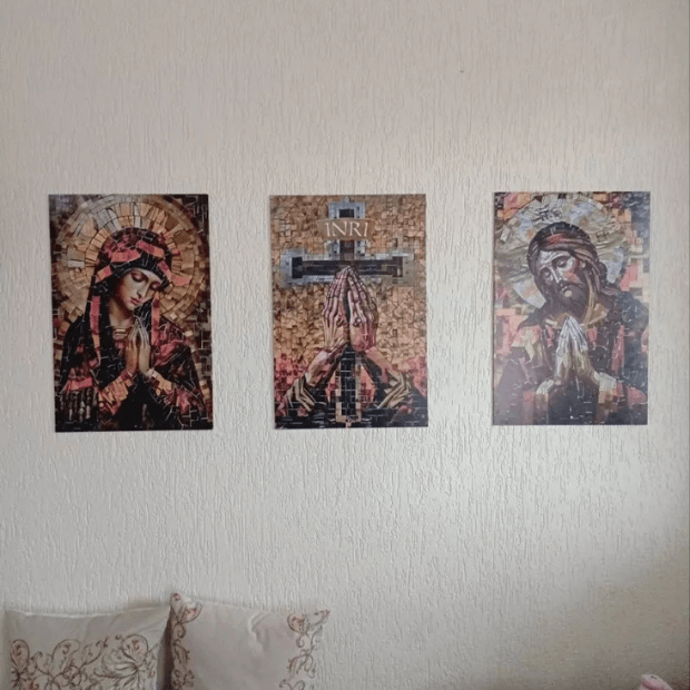 Quadros Religiosos 3D da "Poli Lar" (Maria mãe de Jesus/ INRI Cruz Sagrada/ Jesus Cristo)