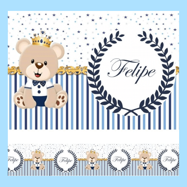 Kit de Quadros Decorativos Infantil -- Príncipe Urso -- "Poli Lar" (Comprando hoje ganhe Uma faixa Exclusiva adesiva e Personalizada com o nome do Pequeno)