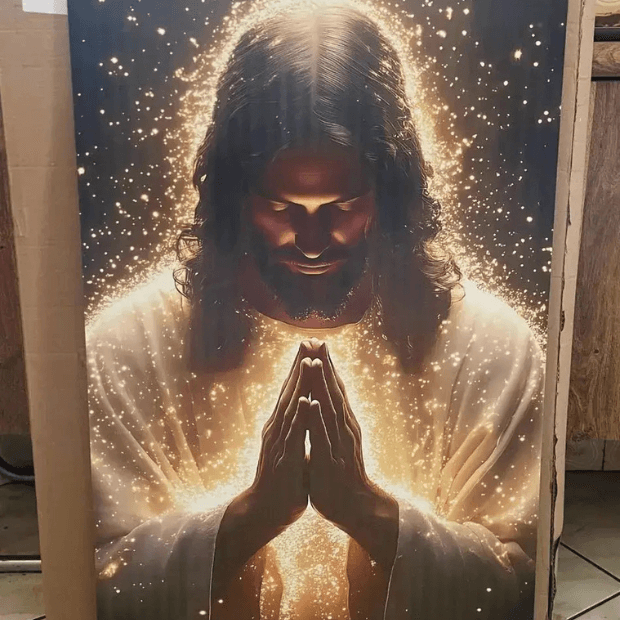 Quadro Decorativo 3D (Imagem de Jesus Cristo em Oração) "Poli Lar"