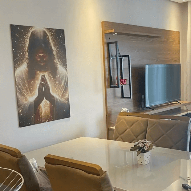Quadro Decorativo 3D (Imagem de Jesus Cristo em Oração) "Poli Lar"