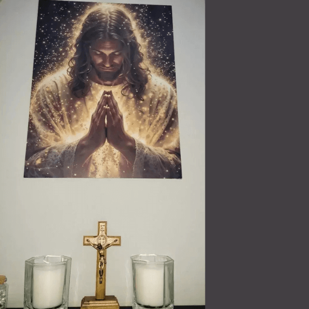 Quadro Decorativo 3D (Imagem de Jesus Cristo em Oração) "Poli Lar"