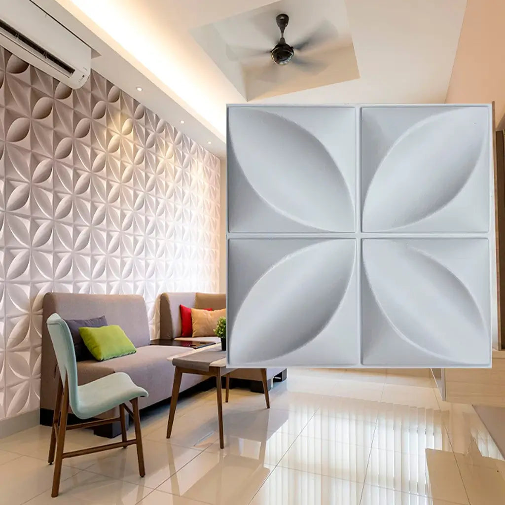 Kit de Placas Decorativas Pétalas 3D em PVC "Poli Lar" 25X25cm Revestimentos de Parede