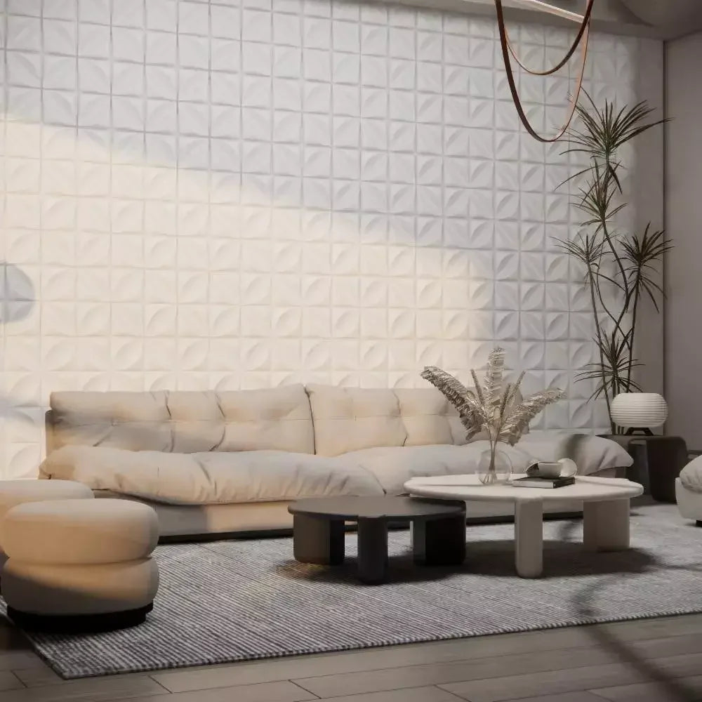 Kit de Placas Decorativas Pétalas 3D em PVC "Poli Lar" 25X25cm Revestimentos de Parede