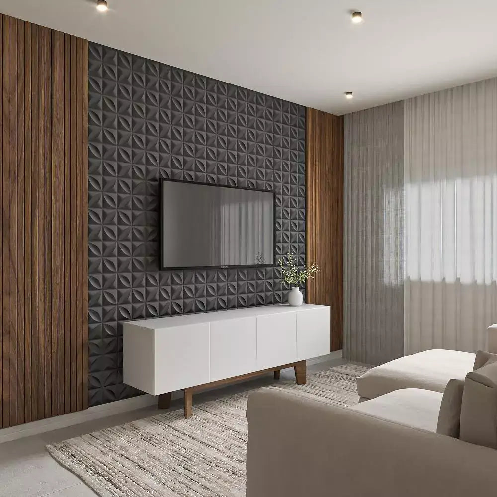 Kit de Placas Decorativas Pétalas 3D em PVC "Poli Lar" 25X25cm Revestimentos de Parede