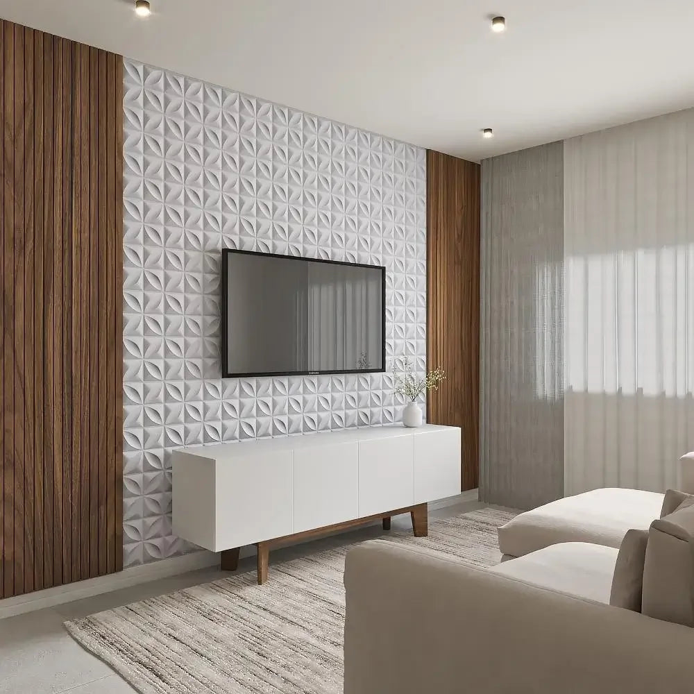 Kit de Placas Decorativas Pétalas 3D em PVC "Poli Lar" 25X25cm Revestimentos de Parede