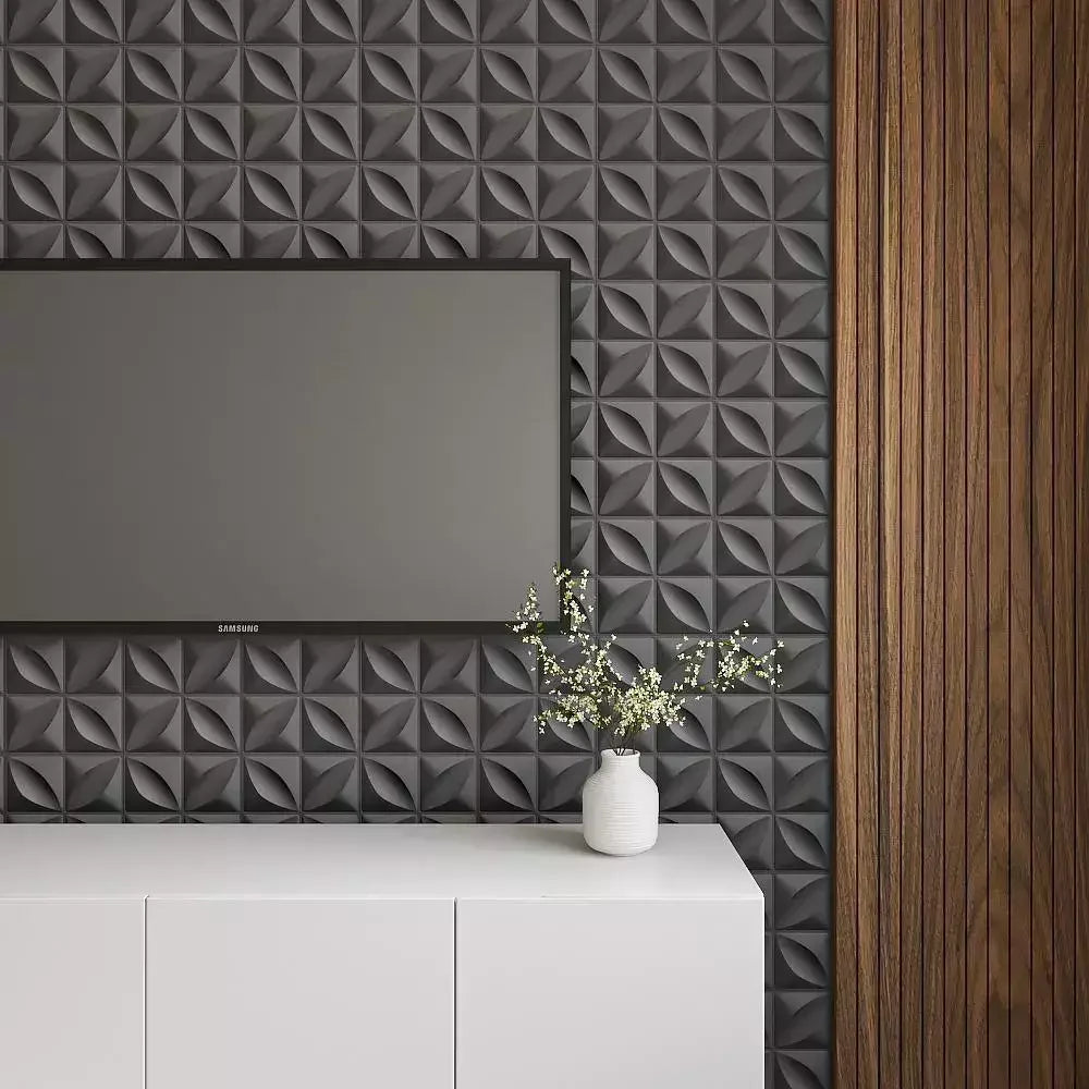 Kit de Placas Decorativas Pétalas 3D em PVC "Poli Lar" 25X25cm Revestimentos de Parede