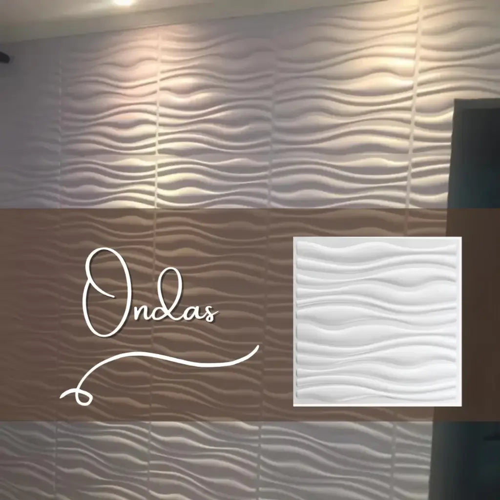 Kit Placas de Parede 3D Modelo Paris de Ondas "Poli Lar" 50x50cm