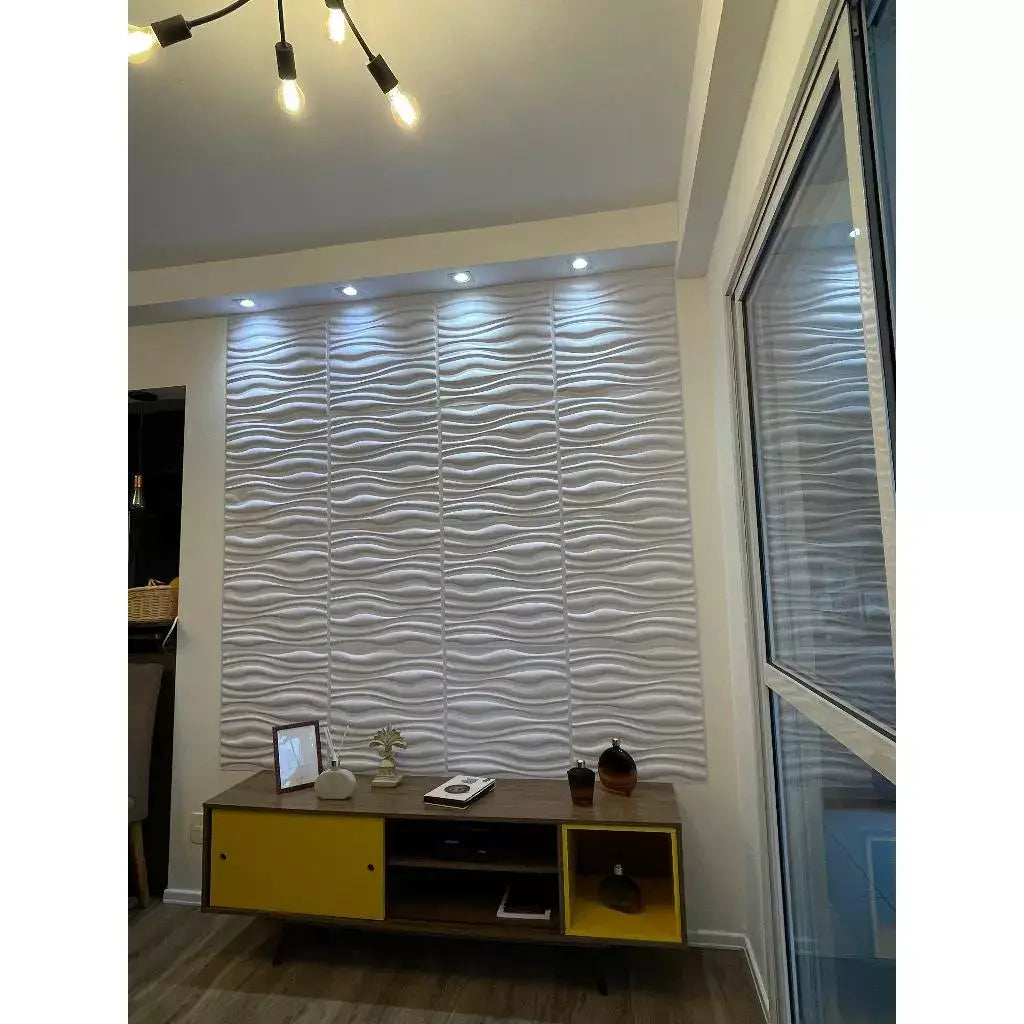 Kit Placas de Parede 3D Modelo Paris de Ondas "Poli Lar" 50x50cm