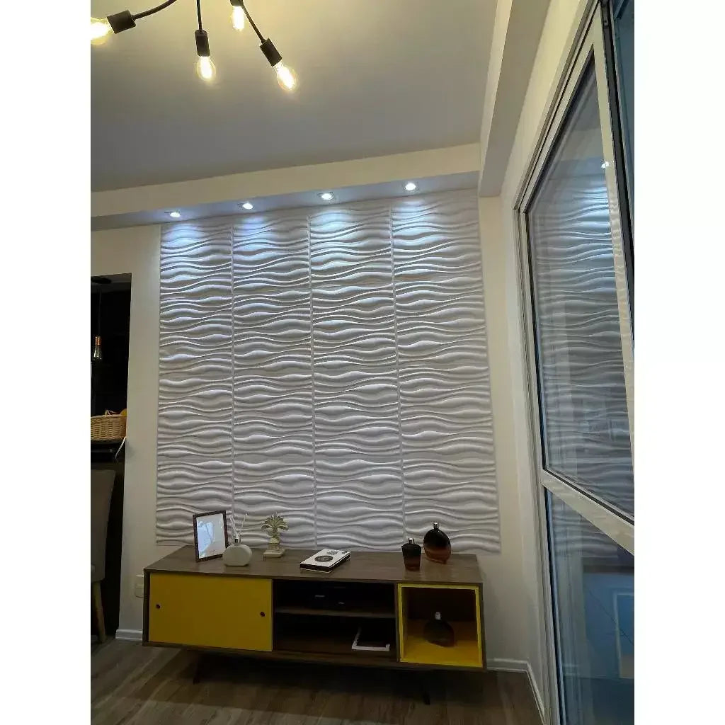 Kit Placas de Parede 3D Modelo Paris de Ondas "Poli Lar" 50x50cm