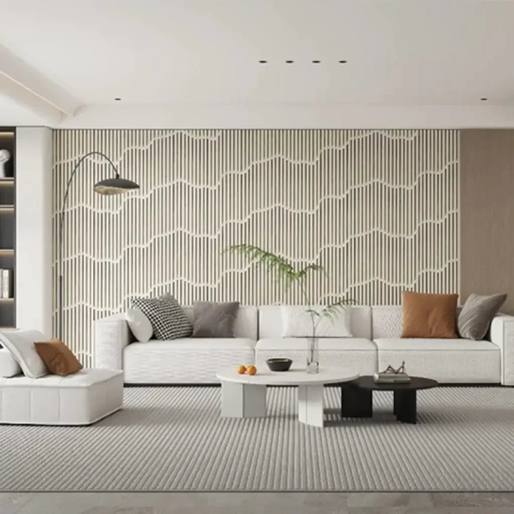 Papel de Parede 3D Madeira Ripada Ondulada "Poli Lar"