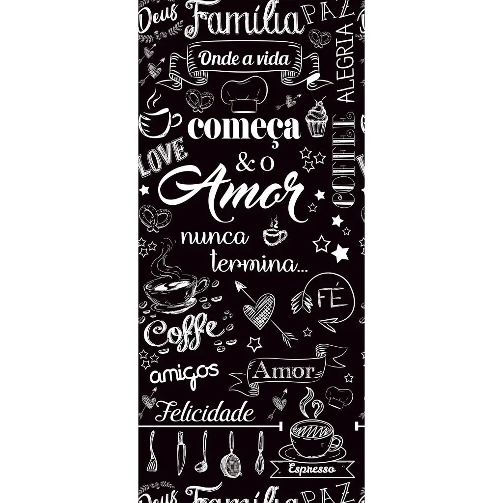 Papel de Parede Cantinho do Café (Preto Fosco) "Poli Lar" Frases de Carinho e Amor