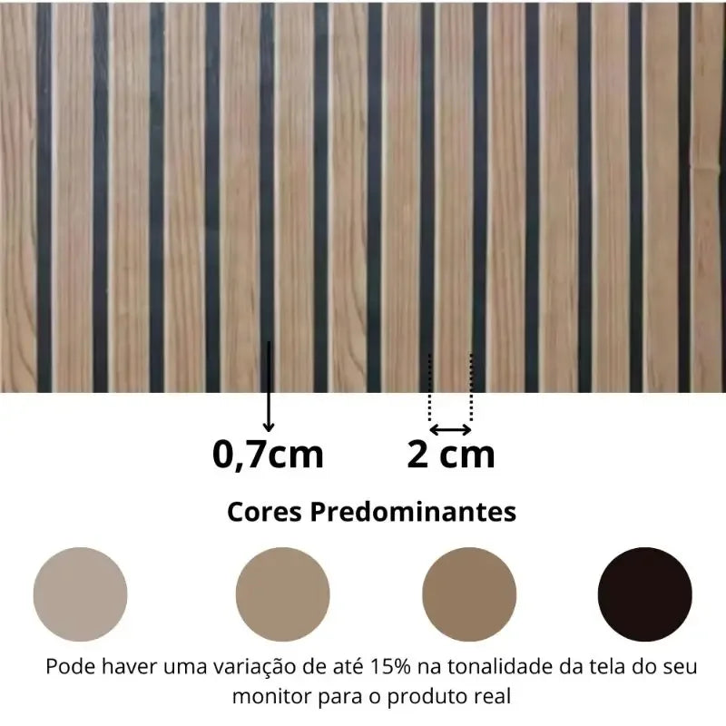 Papel de Parede Ripado Madeira 3D Auto Colante "Poli Lar"