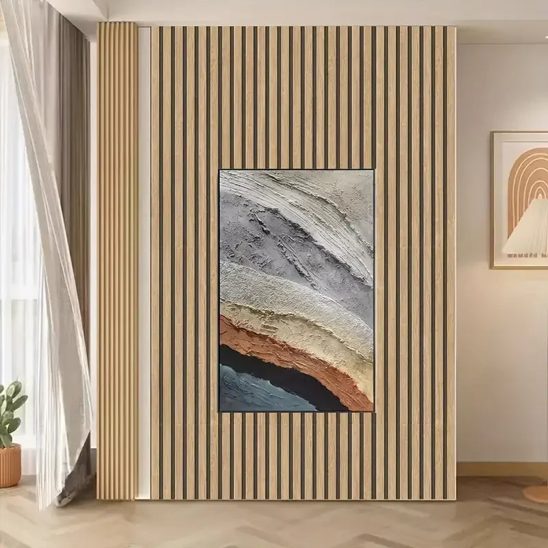 Papel de Parede Ripado Madeira 3D Auto Colante "Poli Lar"