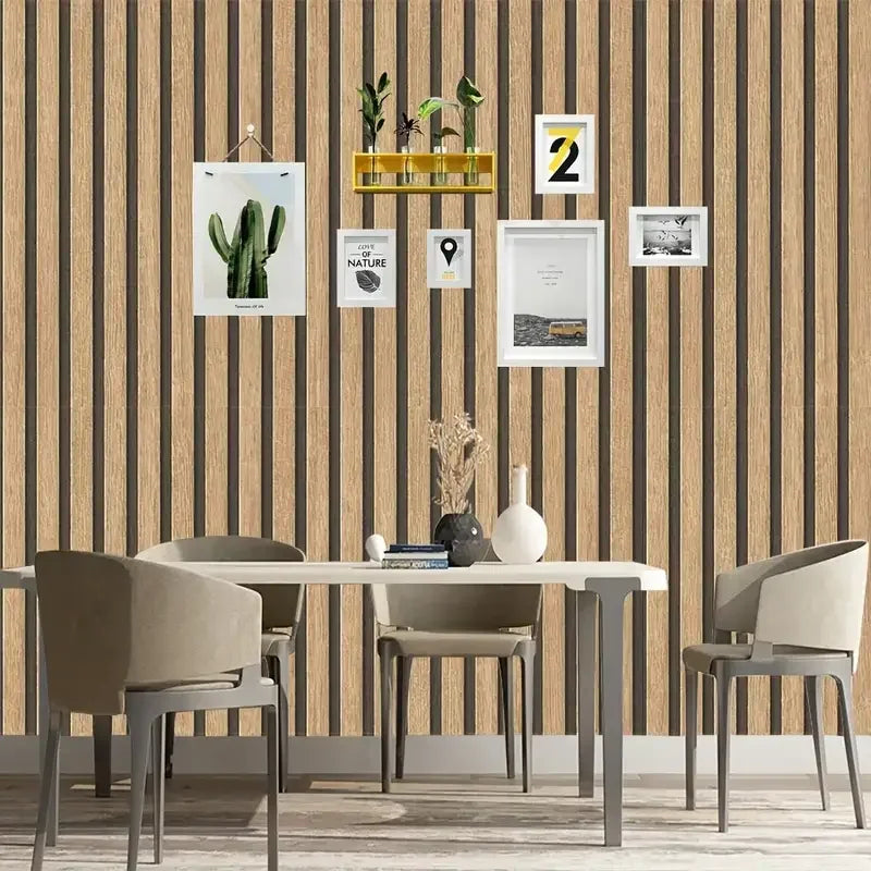 Papel de Parede Ripado Madeira 3D Auto Colante "Poli Lar"
