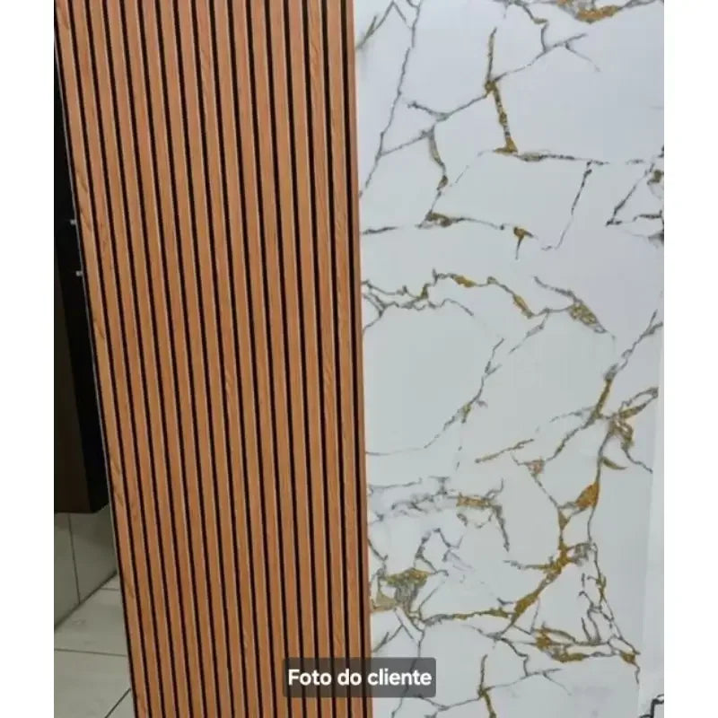 Papel de Parede Ripado Madeira 3D Auto Colante "Poli Lar"