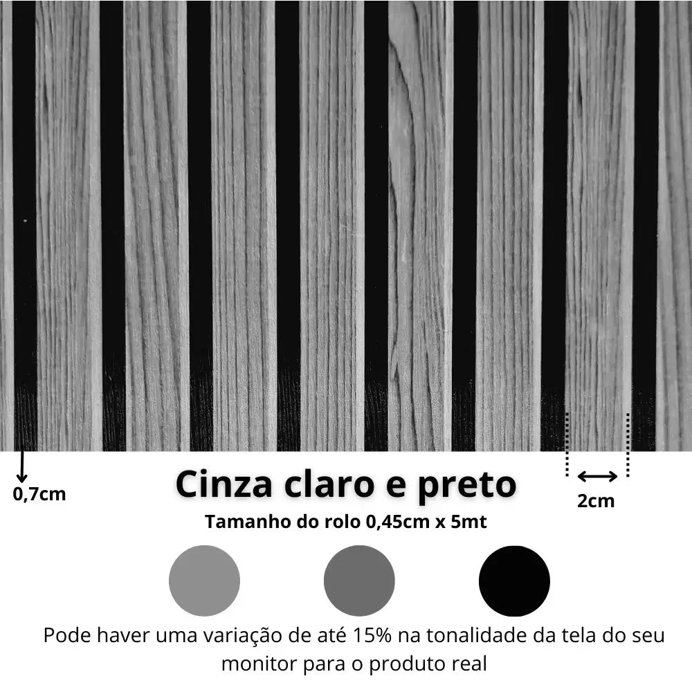 Papel de Parede Ripado Madeira 3D Auto Colante "Poli Lar"