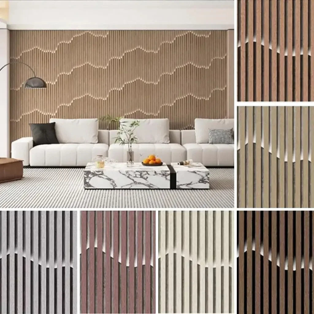 Papel de Parede 3D Madeira Ripada Ondulada "Poli Lar"