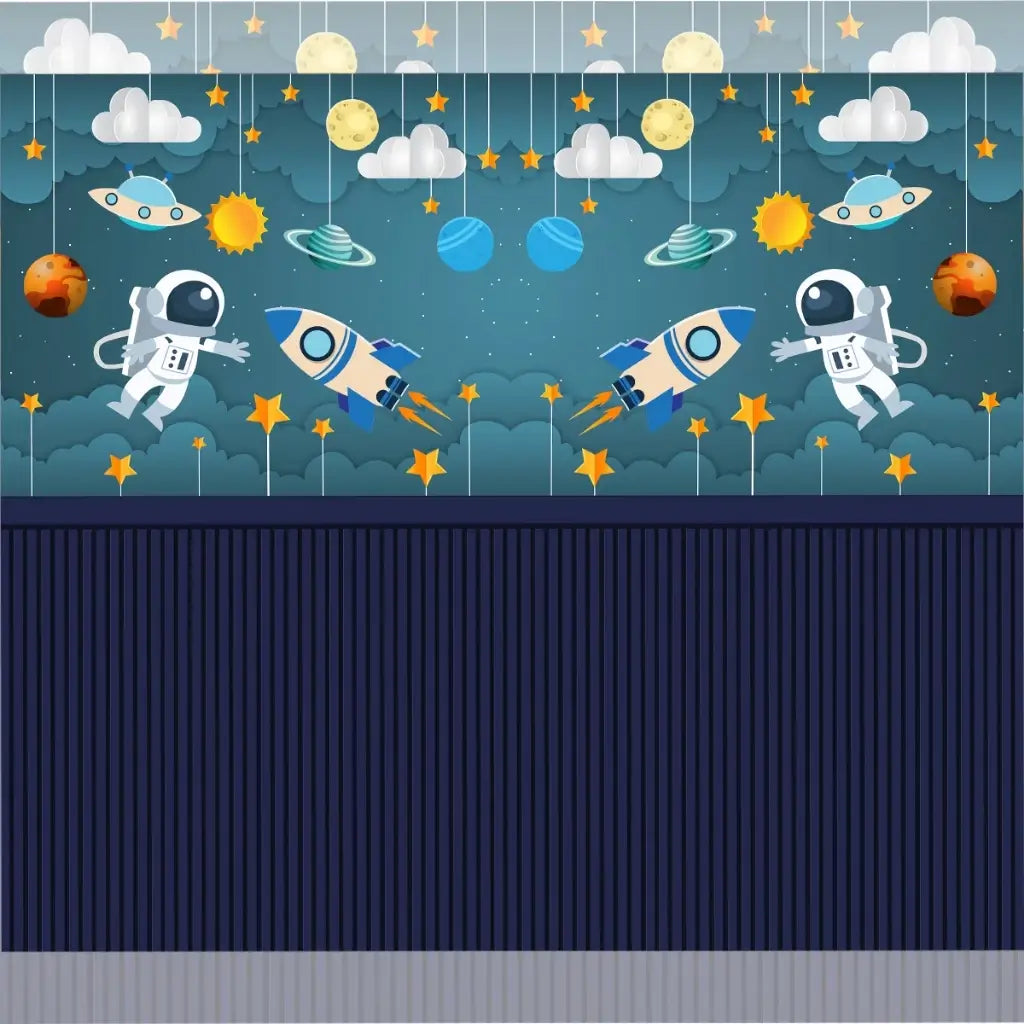 Papel de Parede 3D Infantil Astronauta Quarto de Menino "Poli Lar"