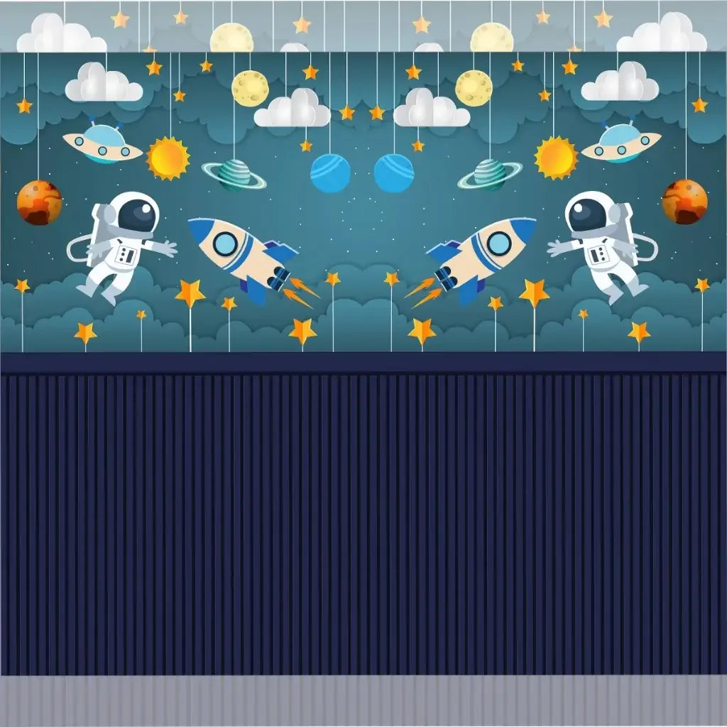 Papel de Parede 3D Infantil Astronauta Quarto de Menino "Poli Lar"