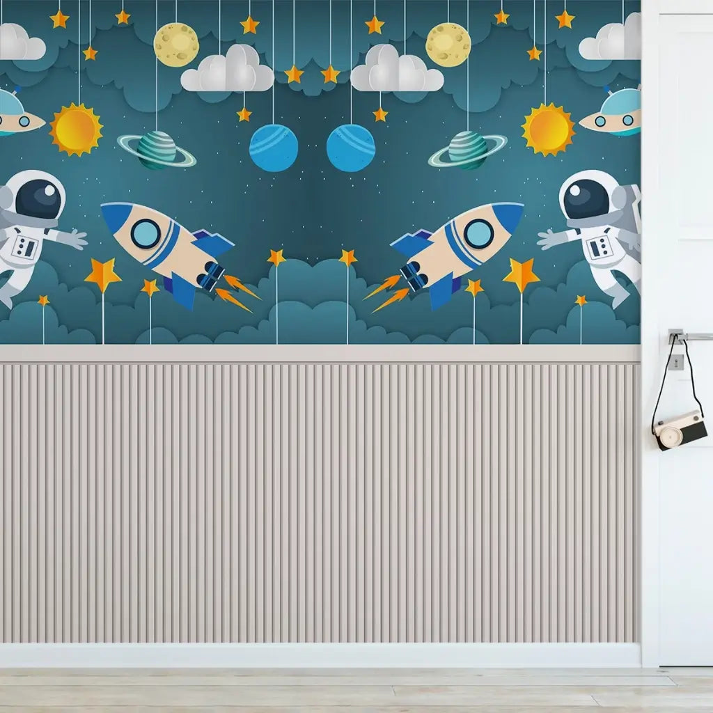 Papel de Parede 3D Infantil Astronauta Quarto de Menino "Poli Lar"