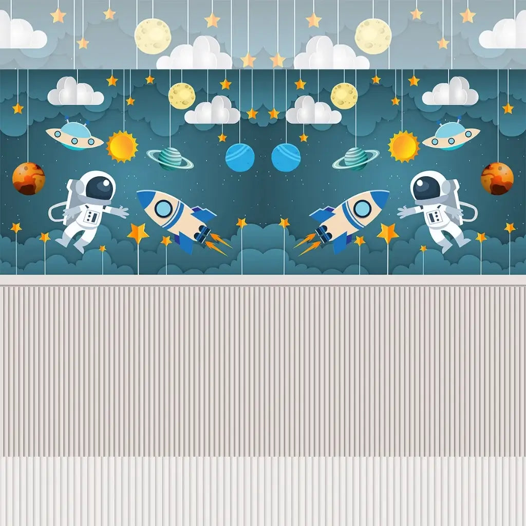 Papel de Parede 3D Infantil Astronauta Quarto de Menino "Poli Lar"