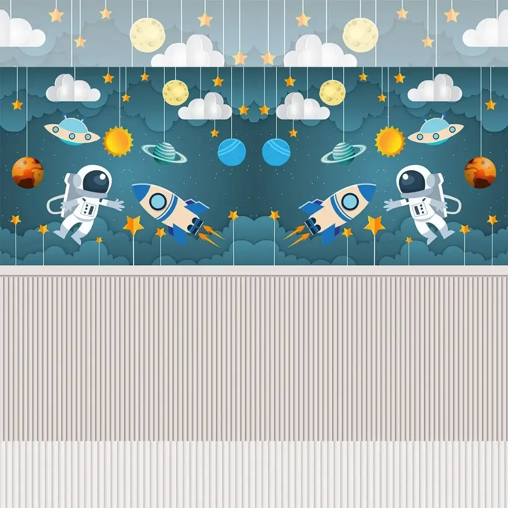 Papel de Parede 3D Infantil Astronauta Quarto de Menino "Poli Lar"