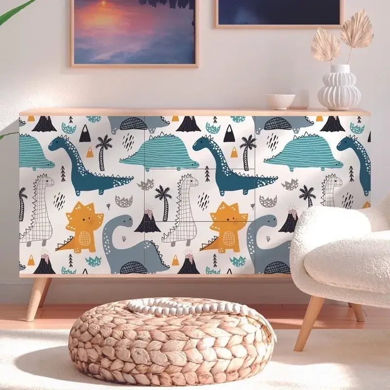 Papel de Parede Infantil 3D tema Dinossauro "Poli Lar"