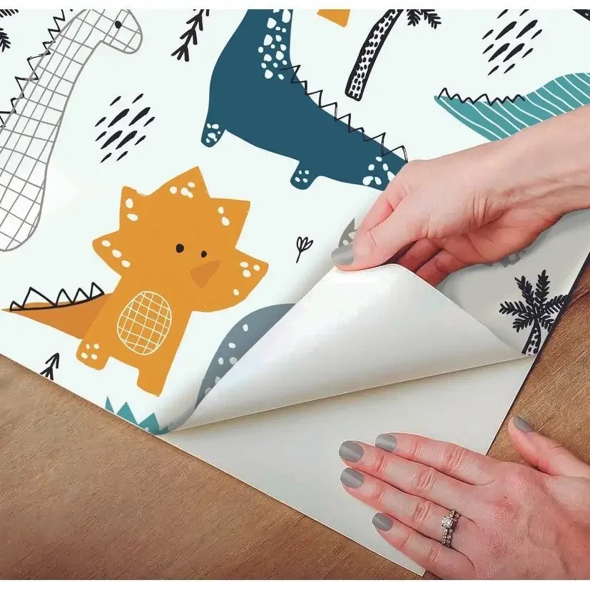 Papel de Parede Infantil 3D tema Dinossauro "Poli Lar"